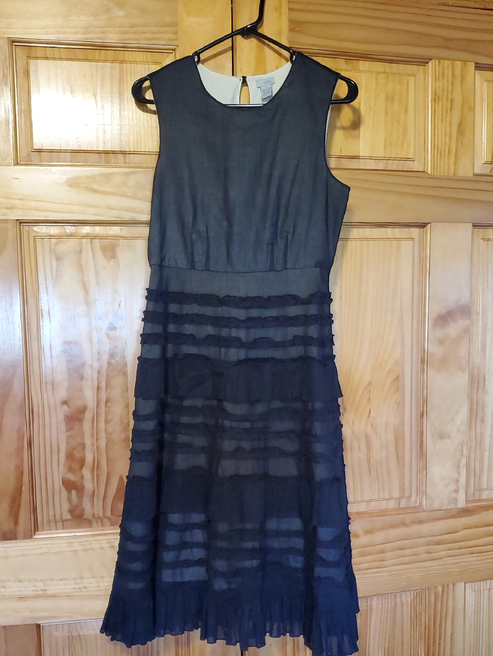 Odille Black Sleeveless Layered Midi Dress